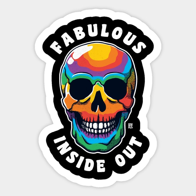 Fabulous From The Inside LGBT Pride Skull Sticker by raffaus